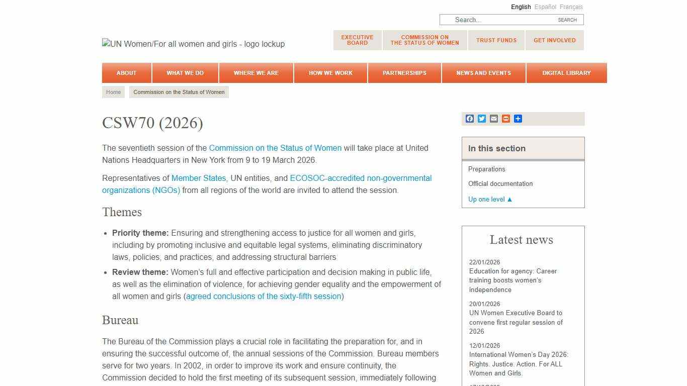 CSW70 (2026) UN Women – Headquarters